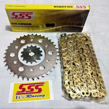 Gear Set SSS 428 MX King rantai SSS SB Gold Gold