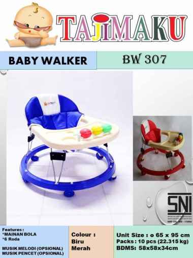 Baby Walker Tajimaku RD-6 Tanpa Musik merah