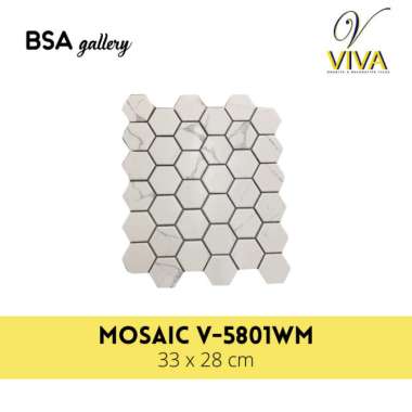 MOSAIC KERAMIK DINDING HEXAGONAL PUTIH CORAK / BACKSPLASH TILE DAPUR