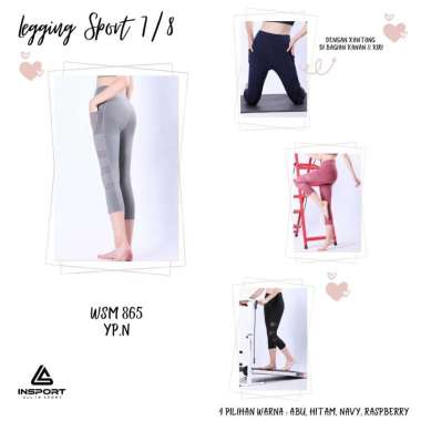 INSPORT LEGGING SPORT WSM 865 CELANA OLAHRAGA SENAM GYM FITNES WANITA MODEL KANTONG JARING L