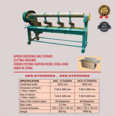 Mesin Pemotong Potong Karton Model Roda Atas 250 cm 2.2 Kw - XT2500RA