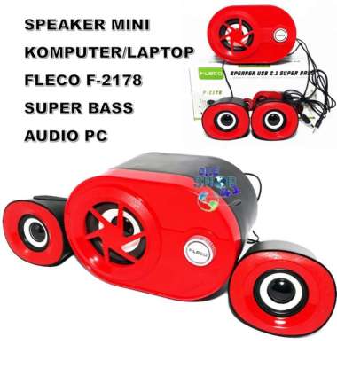 SPEAKER KOMPUTER / LAPTOP / HP FLECO F-2178 SUPER BASS MERAH