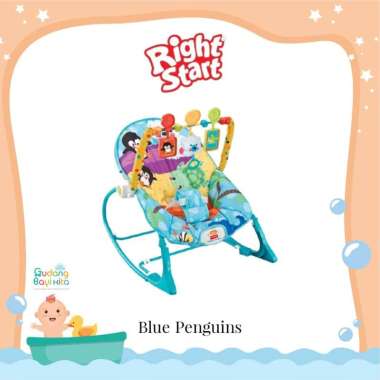 Right Start Rocker Baby Bouncer / Tempat Duduk Bayi Blue Penguins
