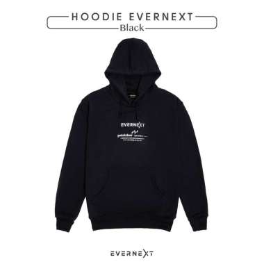 SWEATER POLOS UNISEX PULLOVER HOODIE JUMPER HOODIE PRIA WANITA DISTRO L XL - EVERNEXT PULLOVER BLACK