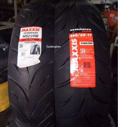 Paket Ban Luar Maxxis Extramaxx 120 70 17 dan 160 60 17 M6234 Tubeless Motor 250CC R25 Moge M6234 M6