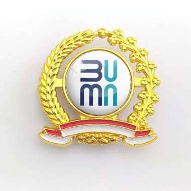 Mulyocreative Pin Logo Model Padi kapas Bahan Logam Pin Kementerian BUMN RI [2 pcs]
