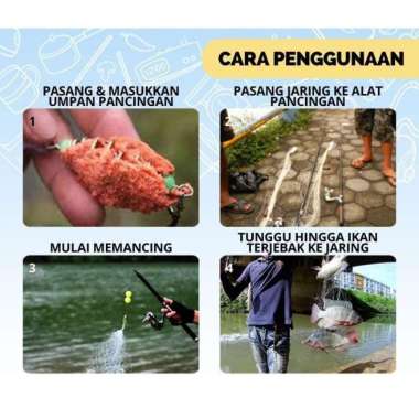Jaring Pancing Tangkap Ikan Net Jaring Ikan Bom Ukuran 3 Kail Umpan Mancing Modern
