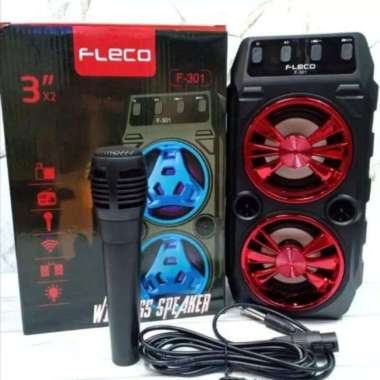 Speaker Bluetooth Karaoke Fleco F-6581/6582 Bonus Mic Fleco Battery Besar 1200mah Fleco 6581 remote