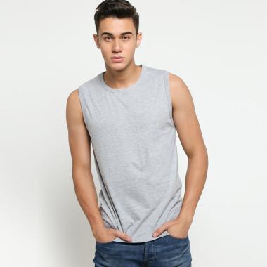 VM Polos Kaos Tanpa Lengan Pria XL Abu Muda