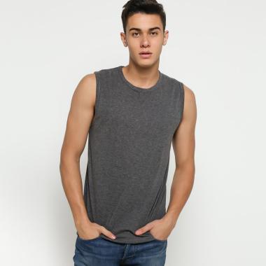 VM Polos Kaos Tanpa Lengan Pria XL Abu Tua