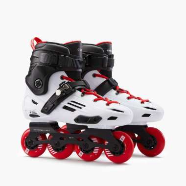 Sepatu Roda Dewasa OXELO FIT500 Freeride Hardboot Inline Putih Merah 38