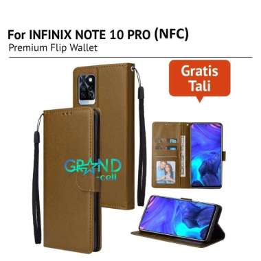 CASE HP FLIP WALLET for INFINIX NOTE 10 PRO (NFC) Premium FLIP CASE Casing hp KULIT FLIP COVER HP PELINDUNG HANDPHONE INFINIX NOTE 10 PRO (NFC) COKELAT