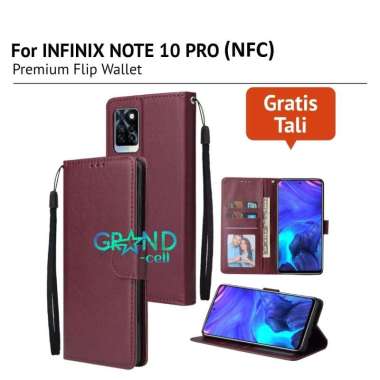 CASE HP FLIP WALLET for INFINIX NOTE 10 PRO (NFC) Premium FLIP CASE Casing hp KULIT FLIP COVER HP PELINDUNG HANDPHONE INFINIX NOTE 10 PRO (NFC) MERAH MARUN