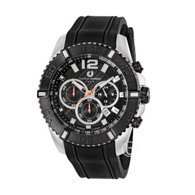 Charles Jourdan Chronograph Original Jam Tangan Pria [CJ1081] Black Silver