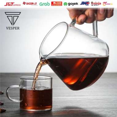 coffee pot server V shape / teko kopi kaca heat resistant borosilicate TEBAL 600ml Vshape