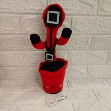 Mainan Anak Boneka Kaktus Squid Game Bisa Goyang Menari Dan Bicara Kotak