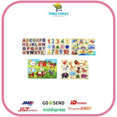 Mainan Puzzle Kayu Knob Bergambar Mainan Edukasi Anak ABJAD