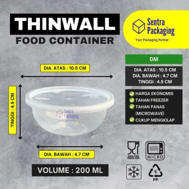 DM - Thinwall Bulat 200ml / Mangkok Plastik / Cup Salad /Packaging DM -PACK