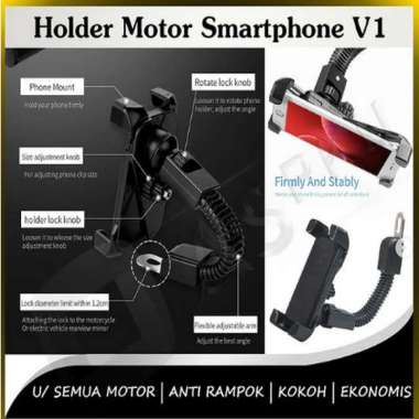 harga Holder Motor Smartphone V1 - Anti Rampok - Kokoh - Ekonomis - Penyangga Pemegang HP Mount Aksesoris Handphone Smartphone Mobile Phone Ready Pekanbaru Blibli.com