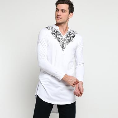 VM Panjang Long Body V Neck Kaos Pria 4XL Putih