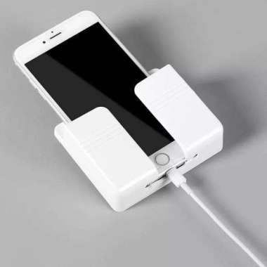 holder hp tempel dinding rak remote Charger tembok Stand phone holder Putih