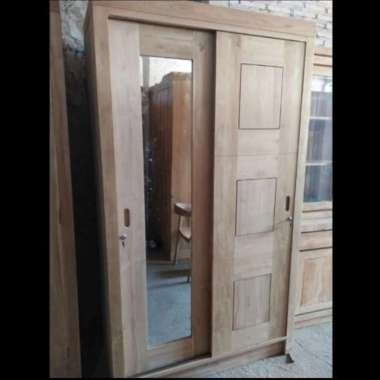 Lemari Almari tempat pakaian baju pintu 2 sliding/ sleding kayu jati