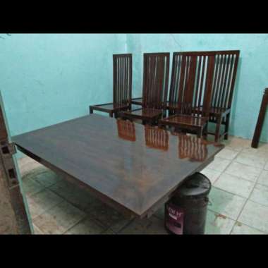 Furniture Jati Meja Makan Panjang Kursi 6 Model Minimalis