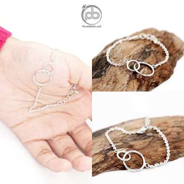 Gelang Fashion Silver 925 Asli Perak Bali Bracelet Dua Lingkar 17 CM