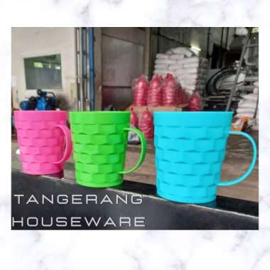 Gelas cangkir minum plastik murah motif tikar