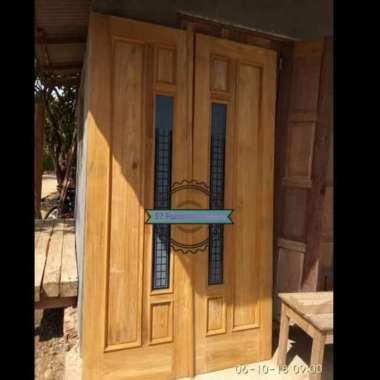 1 set 2 pintu utama rumah kayu jati mentahan - kusen Murah