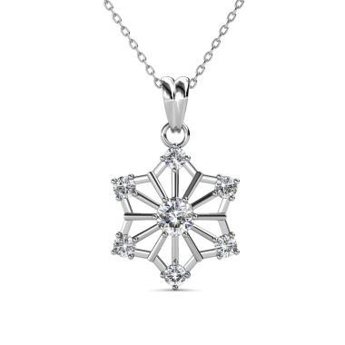 Her Jewellery Snowflakes Pendant Kristal Lapis Emas Crystal Kalung Wanita
