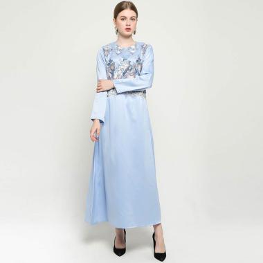 Versail Couple Brokat Long Dress Wanita - Biru M biru