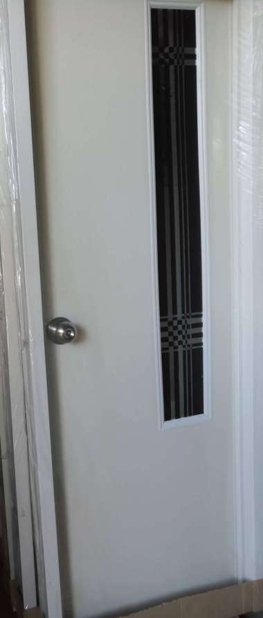 pintu kamar mandi pvc motif cermin garis handle bulat komputer KANAN