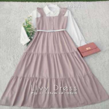 Baju Gamis Wanita Terbaru Livy Dress Gamis Remaja Kekinian Korea Nude
