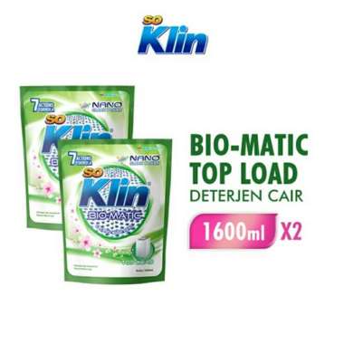 Promo Harga So Klin Biomatic Liquid Detergent Top Load 1600 ml - Blibli