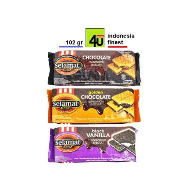 Promo Harga Selamat Sandwich Biscuits Black Vanilla 102 gr - Blibli