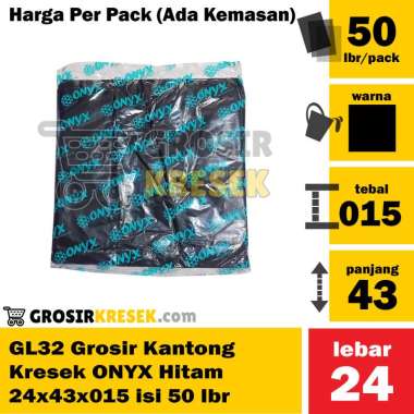 A49 Kresek Merk ONYX 24 x 43 x 015 Warna 50 lbr Grosir Kantong Plastik Hitam GL32