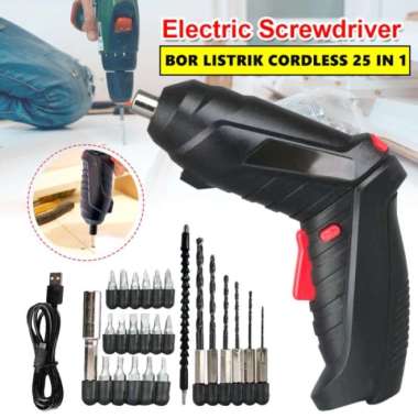 Bor Cordless Mesin Bor Elektrik Portable Screwdriver Obeng Listrik ORIGINAL 100 %