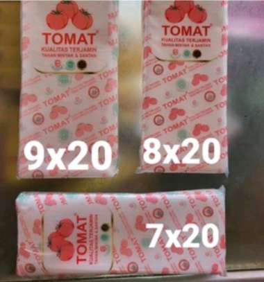PLASTIK PE TOMAT | 250gr/pack | UKURAN SEDANG | VARIASI UKURAN 7x20 ~ 8x20 ~ 8x25 ~ 9x20 ~ 9x25 Ukur