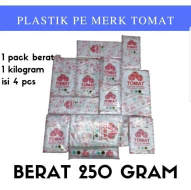 PLASTIK PE TOMAT | 250gr/pack | UKURAN SEDANG | VARIASI UKURAN 7x20 ~ 8x20 ~ 8x25 ~ 9x20 ~ 9x25 Ukur