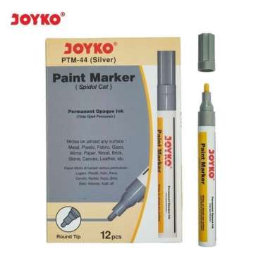 Paint Marker Spidol Cat Permanen Joyko PTM-44 Silver 1 Box 12 Pcs