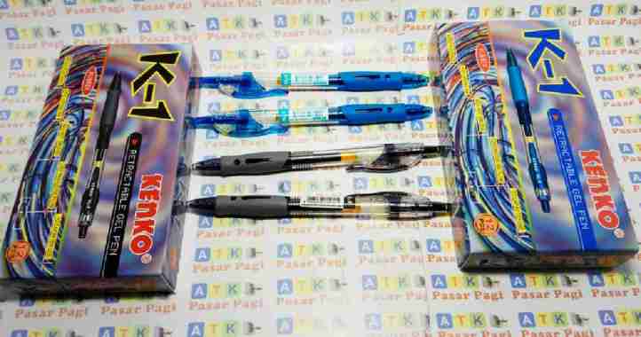 Pulpen Bolpen Ball Point Gel Pen KENKO K-1 0.5 mm Hitam DAN BIRU Biru