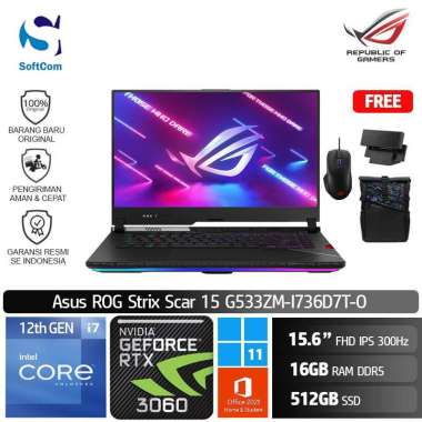 Asus ROG Strix Scar 15 G533ZM I936D6T Laptop Gaming [Core i9-12900H/16GB/1TB SSD/RTX3060 6GB/15.6β³/W