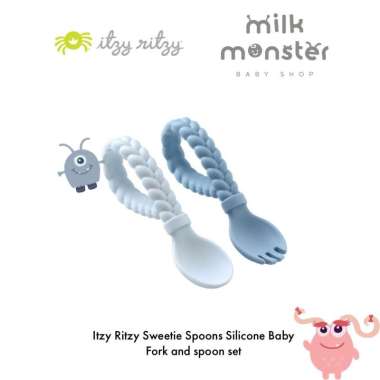 Itzy Ritzy Sweetie Spoons - Silicone Baby Fork & Spoon Set Amethyst & Purple Diamond