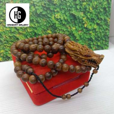 tasbih muslim 99 kayu kelor emas kepala ukir naga D797