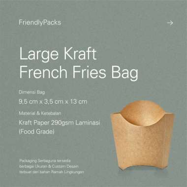 BROWN PAPER BAG FOR FRENCH FRIES 3/4LB DOUBLE WHITE INTERIOR 3,5