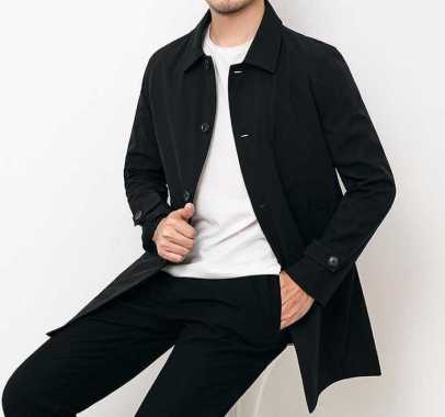 jas blazer pria long coat / jas pria katun drill / blazer pria / jas pria jubah panjang Hitam L