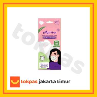 Marina Masker Medis Headloop 3 ply Motif Bunga 5 pcs Disposable Biasa