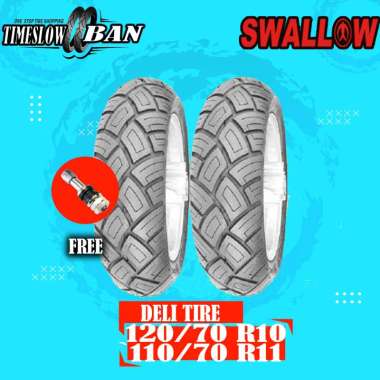 Paket Ban Motor Vespa Matic // SWALLOW DELI TIRE 120/70 R10 - 110/70 Ring 11 Tubeless