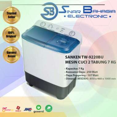SANKEN TW-9220BU MESIN CUCI 2 TABUNG 7 KG (NEW) (KHUSUS BANDUNG)